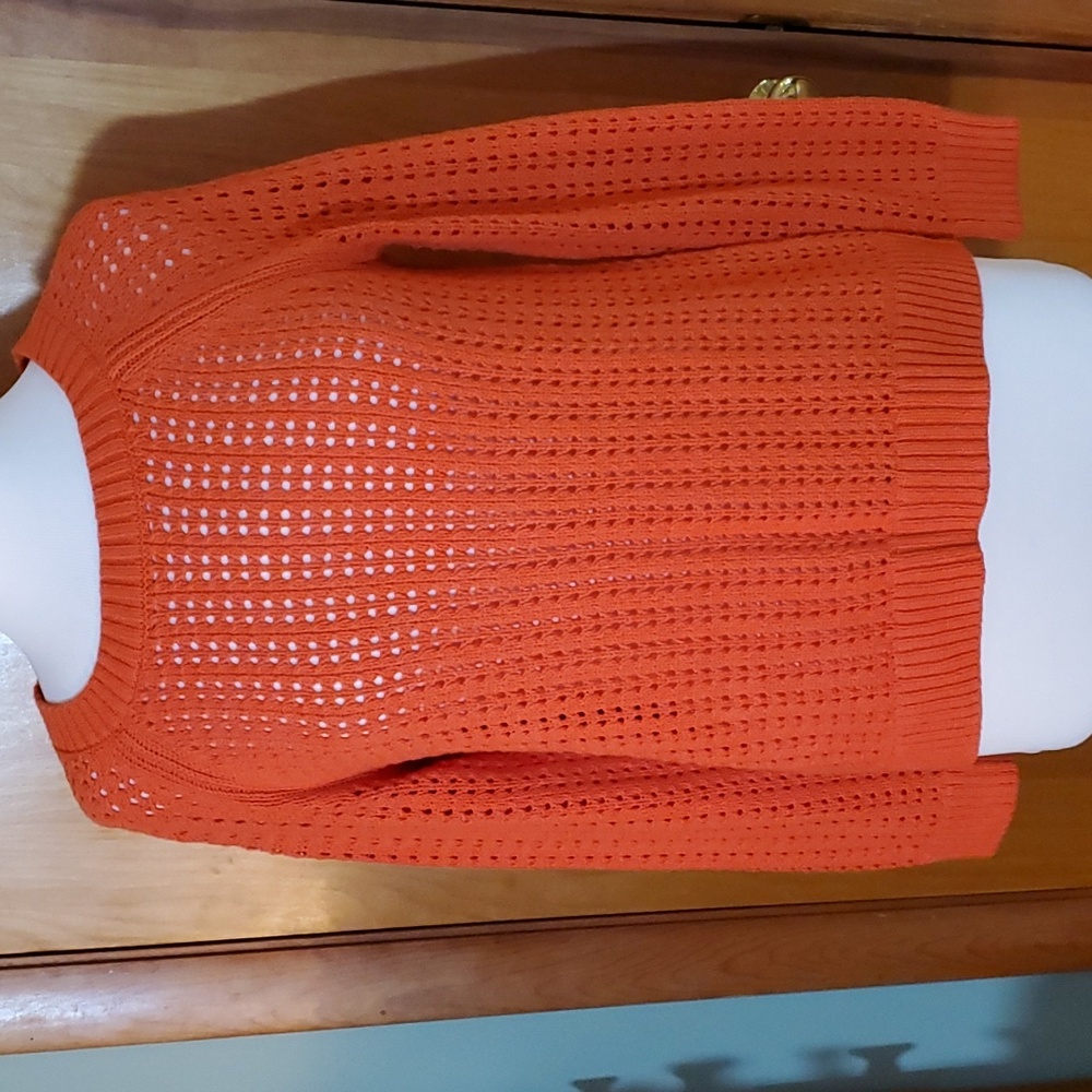 NWOT Talbots Open Weave (crochet) Pullover Sweater - Orange - Size M